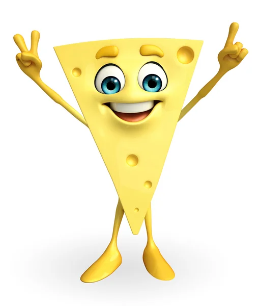 Caráter de queijo com pose segurando — Fotografia de Stock