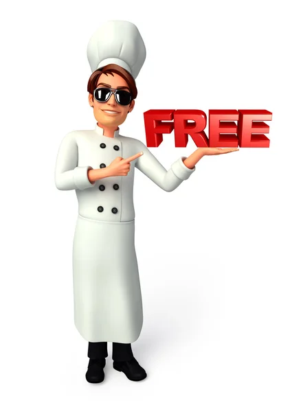 Young chef with free text sign — Stock Photo, Image