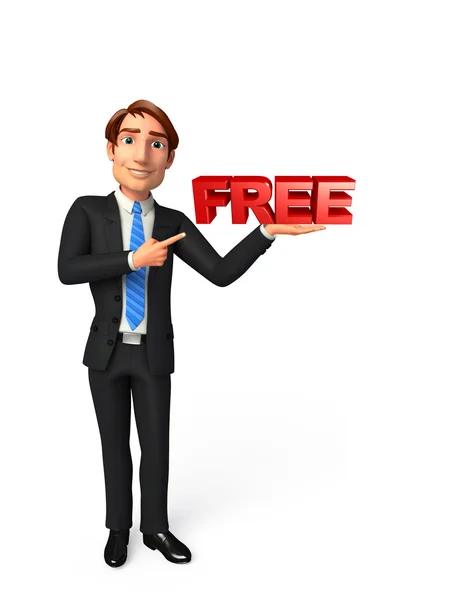 Young Business Man with free text sign — Stock Photo, Image