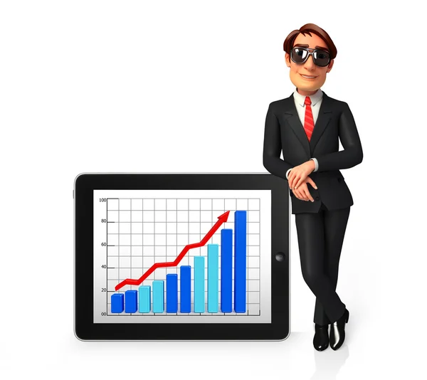 Young Business Man with business graph — Stock Photo, Image