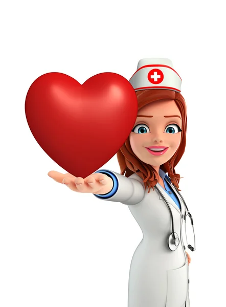 Personagem de enfermeira com pose de coração — Fotografia de Stock