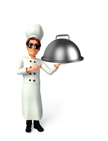 Young chef with dish pan — Stock Photo, Image