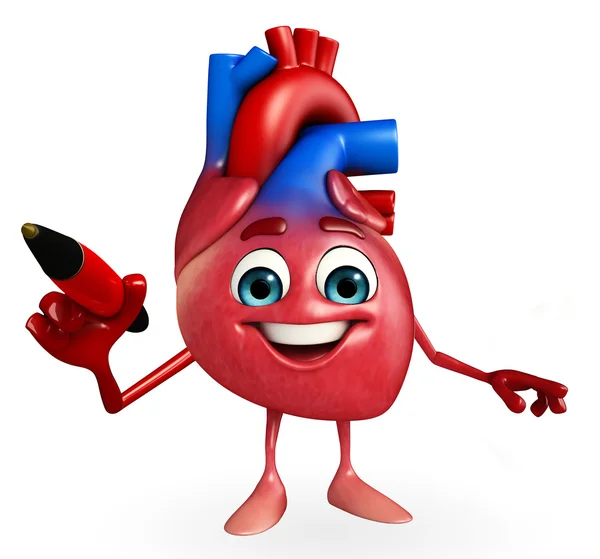 Heart character with pen — Stock Photo, Image