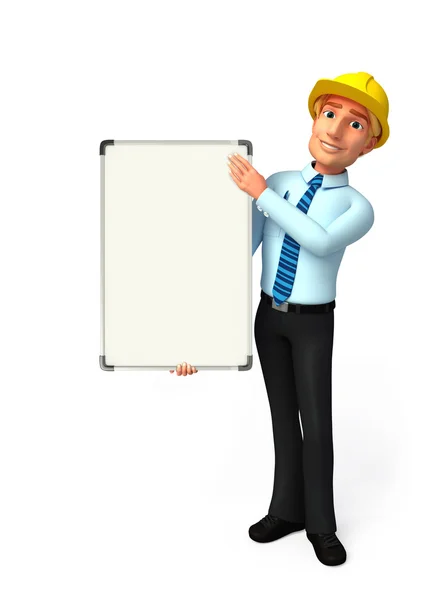 Young Service Man with display board — Stock Photo, Image