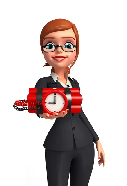 Young Business Woman with bomb — Stock Photo, Image