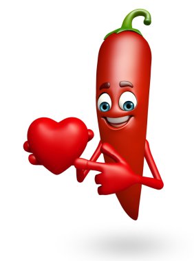 Çizgi film karakteri kırmızı biber meyve