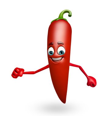 Çizgi film karakteri kırmızı biber meyve