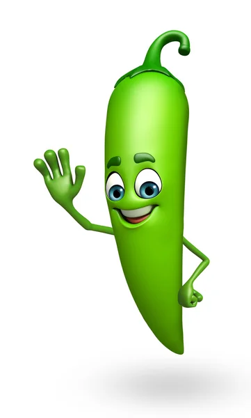 Cartoon-Figur von grünem Chili — Stockfoto