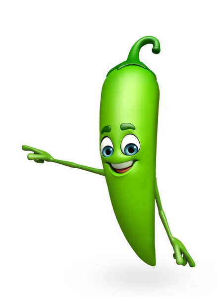 Stripfiguur van groene chili — Stockfoto
