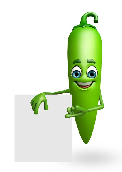 Мультфильм характер зеленого чили — стоковое фото