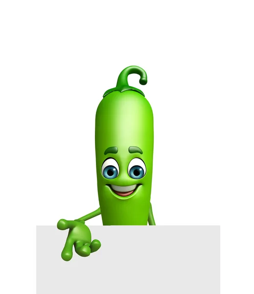 Cartoon character of green chili — Stock Photo, Image