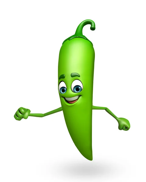 Postać z kreskówki zielone chili — Zdjęcie stockowe