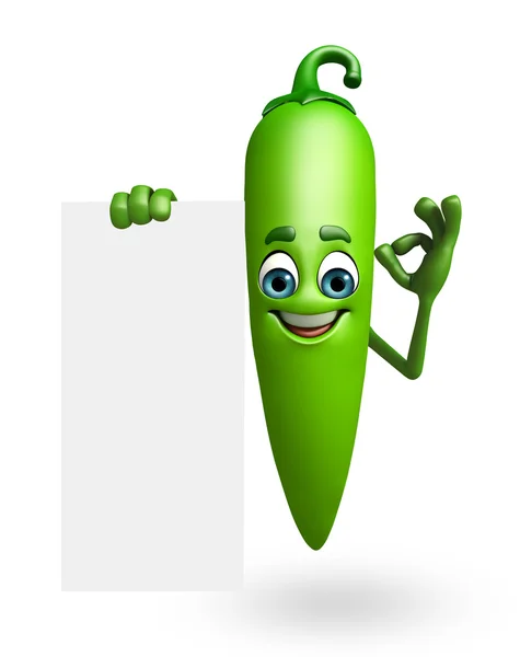 Stripfiguur van groene chili — Stockfoto