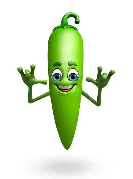 Cartoon-Figur von grünem Chili — Stockfoto