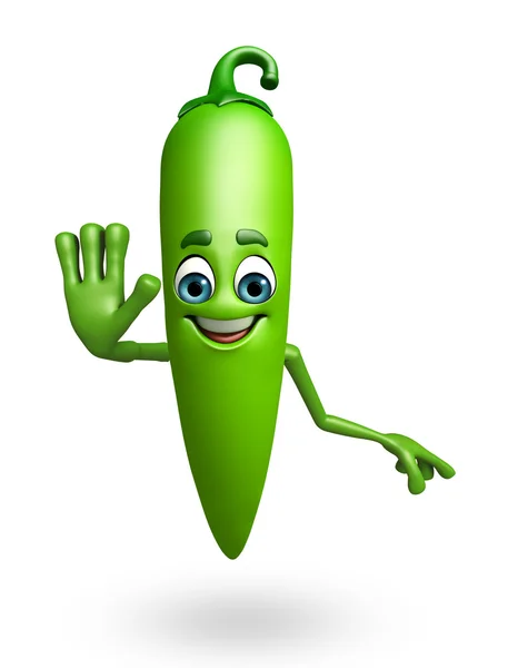 Stripfiguur van groene chili — Stockfoto