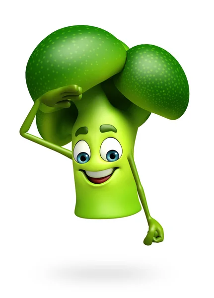 Çizgi film karakteri brokoli meyve — Stok fotoğraf