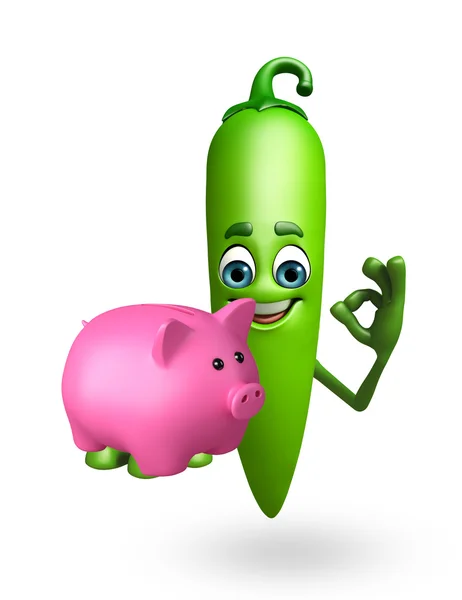 Cartoon character of green chili — Stock Photo, Image