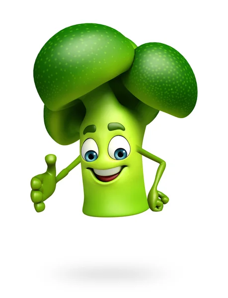 Caráter dos desenhos animados de brócolis — Fotografia de Stock