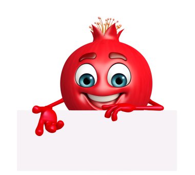 Nar meyve işareti ile çizgi film karakteri