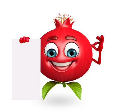 Nar meyve işareti ile çizgi film karakteri