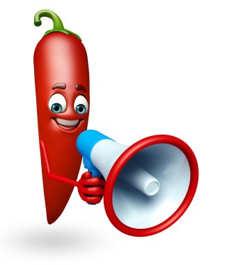 Çizgi film karakteri kırmızı biber meyve