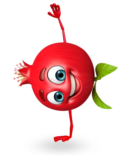 Cartone animato personaggio di frutta melograno — Foto Stock