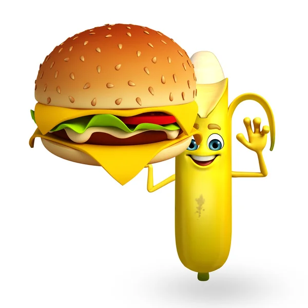 Caráter dos desenhos animados de banana fruta — Fotografia de Stock