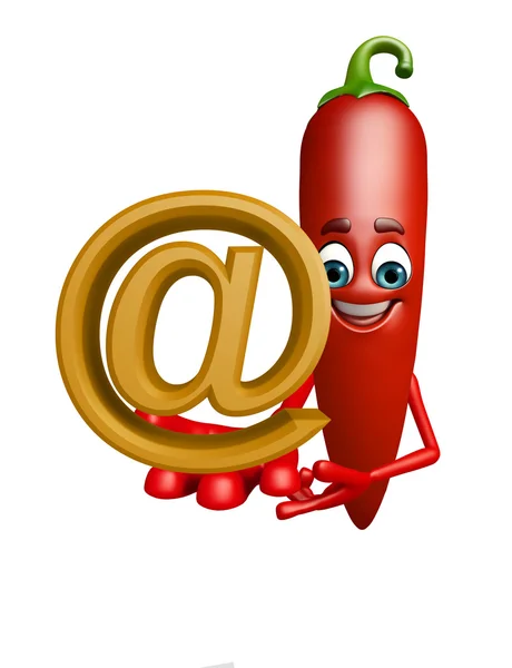 Cartoon karakter van rode chili fruit met het tarief apenstaartje — Stockfoto