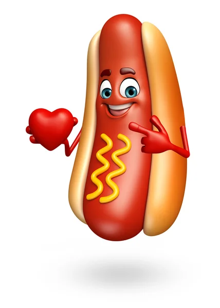 Cartone animato personaggio di hot dog — Foto Stock