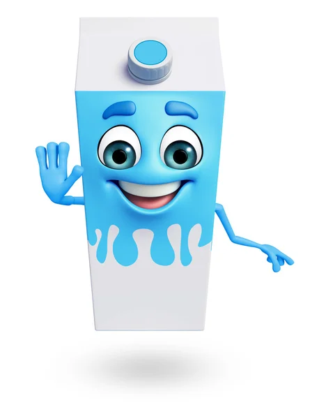 Personagem de desenhos animados de caneca de leite — Fotografia de Stock