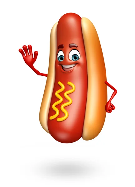 Kreslená postavička hot dog — Stock fotografie