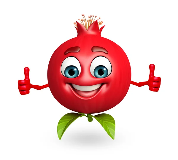 Cartoon character of pomegranate fruit with best sign — Stock Photo, Image