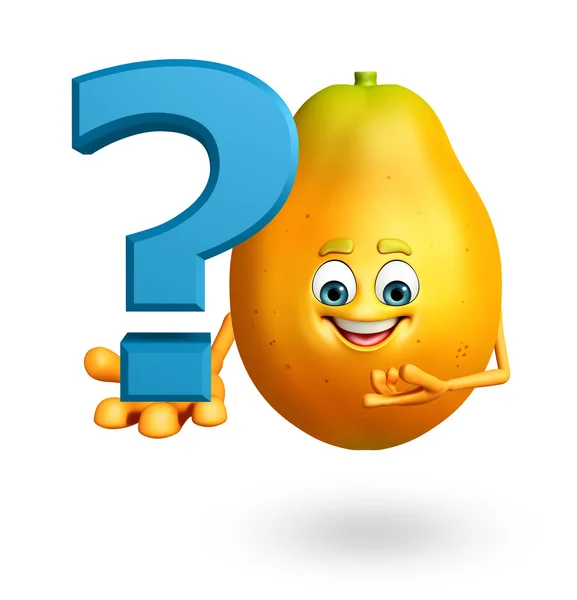Seriefiguren papaya med ouestion mark — Stockfoto