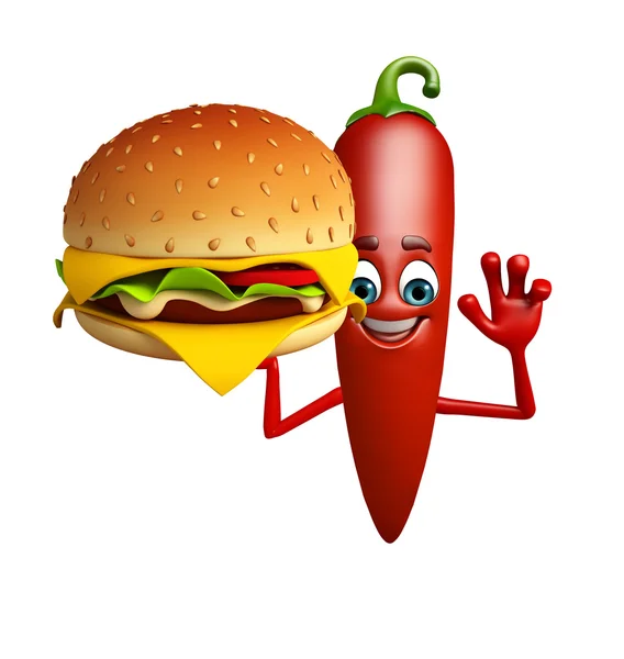 Cartoon character of  red chili fruit — Stock Photo, Image