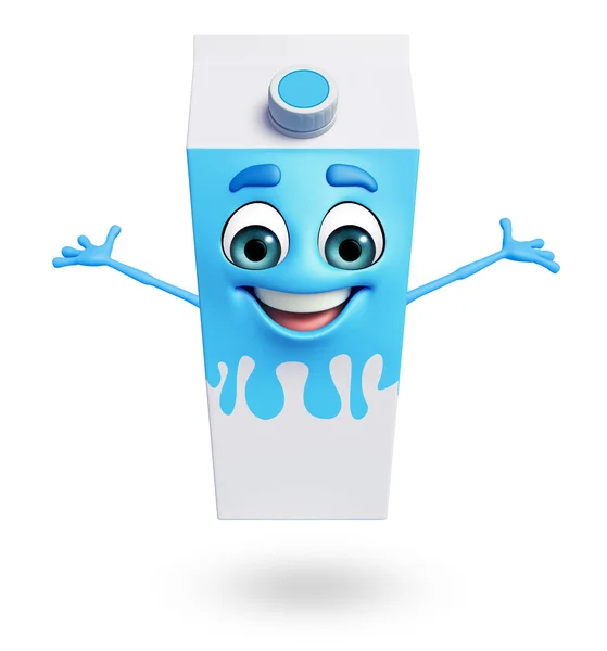 Personagem de desenhos animados de caneca de leite — Fotografia de Stock