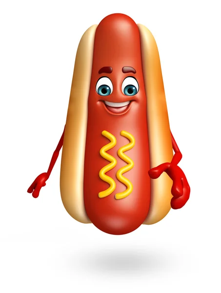 Stripfiguur van hotdog — Stockfoto