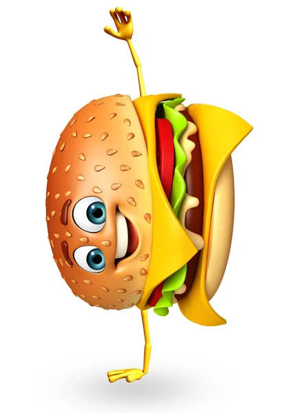 Kreslená postavička Burger — Stock fotografie