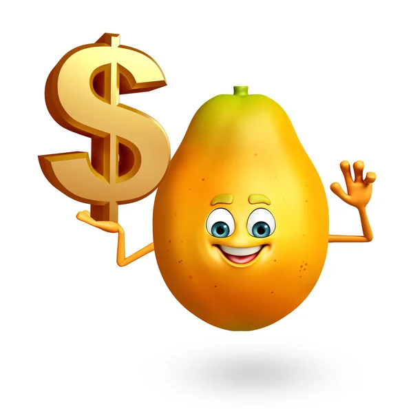 Cartoon character of papaya — Stock Photo, Image