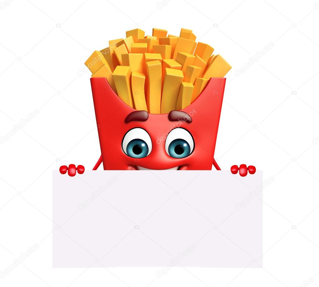 3d rendered illustration of french fries cartoon character
