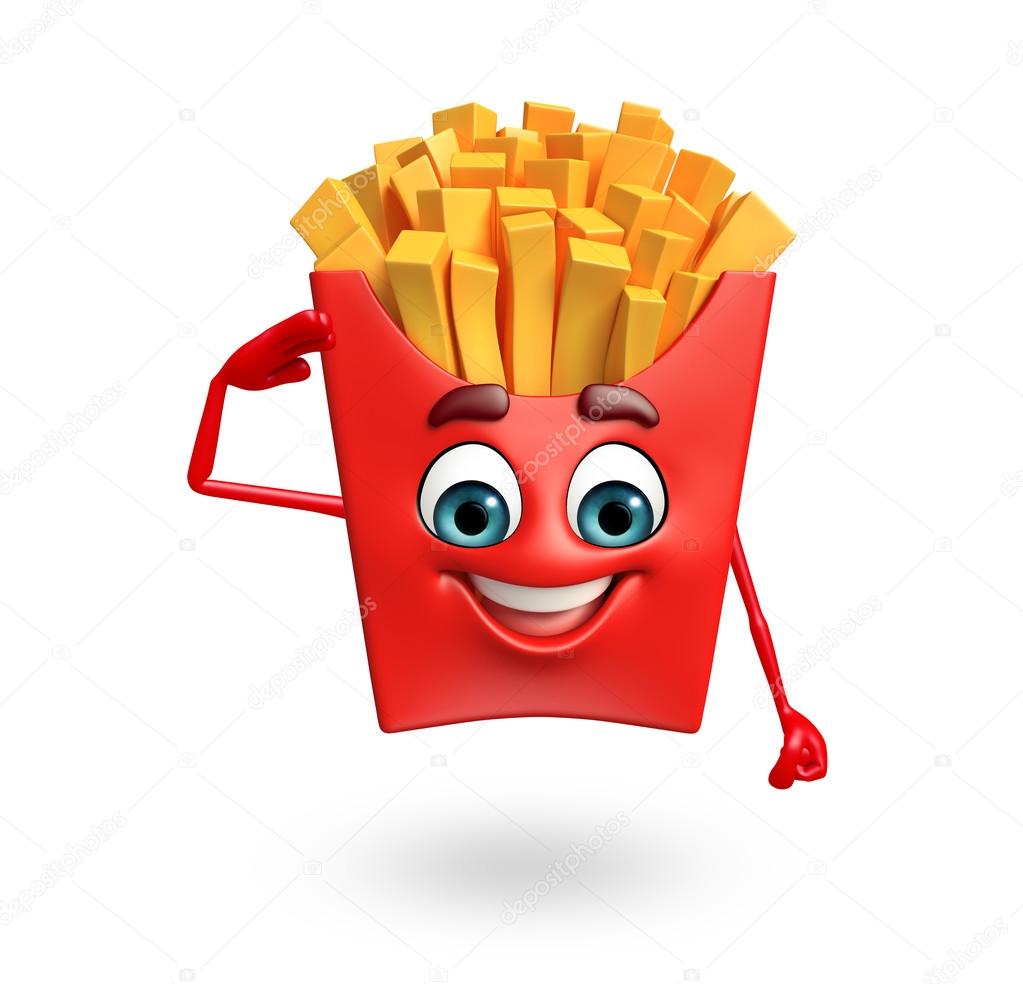 3d rendered illustration of french fries cartoon character