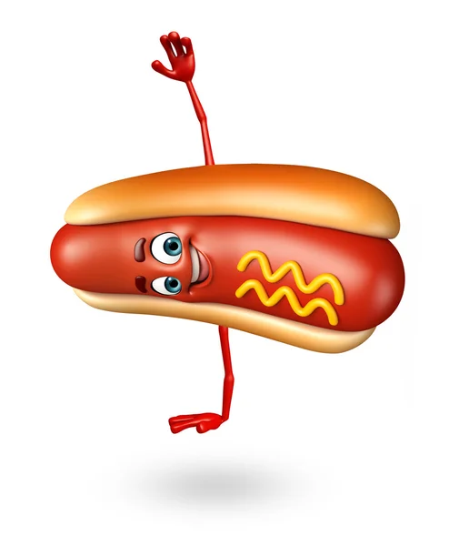 Cartoon character of hot dog — Stock Photo, Image