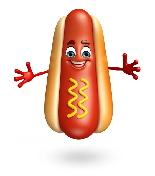 Kreslená postavička hot dog — Stock fotografie
