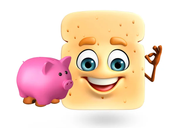 Caráter de desenho animado de pão — Fotografia de Stock