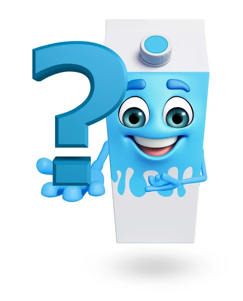 Cartoon character of milk mug  with ouestion mark — Stock Photo, Image