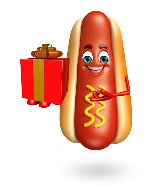Stripfiguur van hotdog — Stockfoto