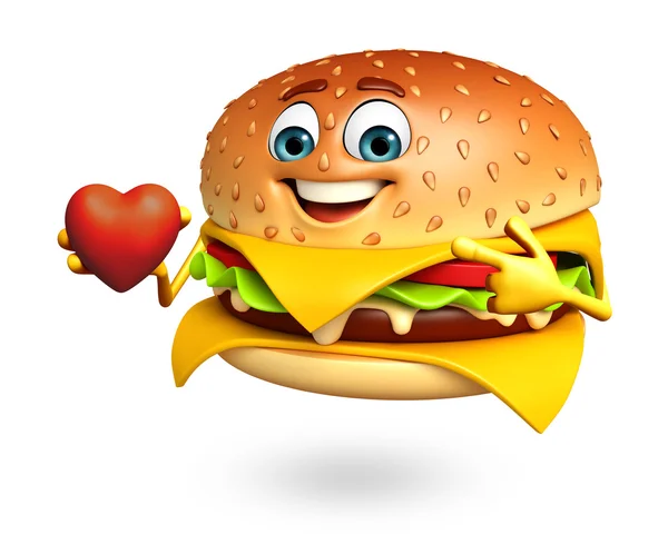 Kreslená postavička Burger — Stock fotografie