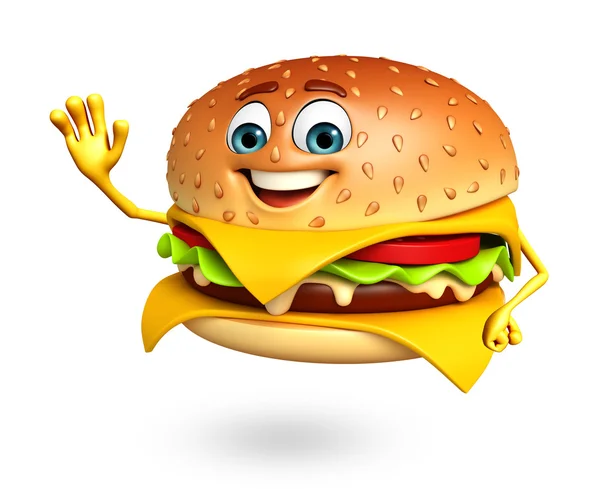 Cartoon personaggio di hamburger — Foto Stock