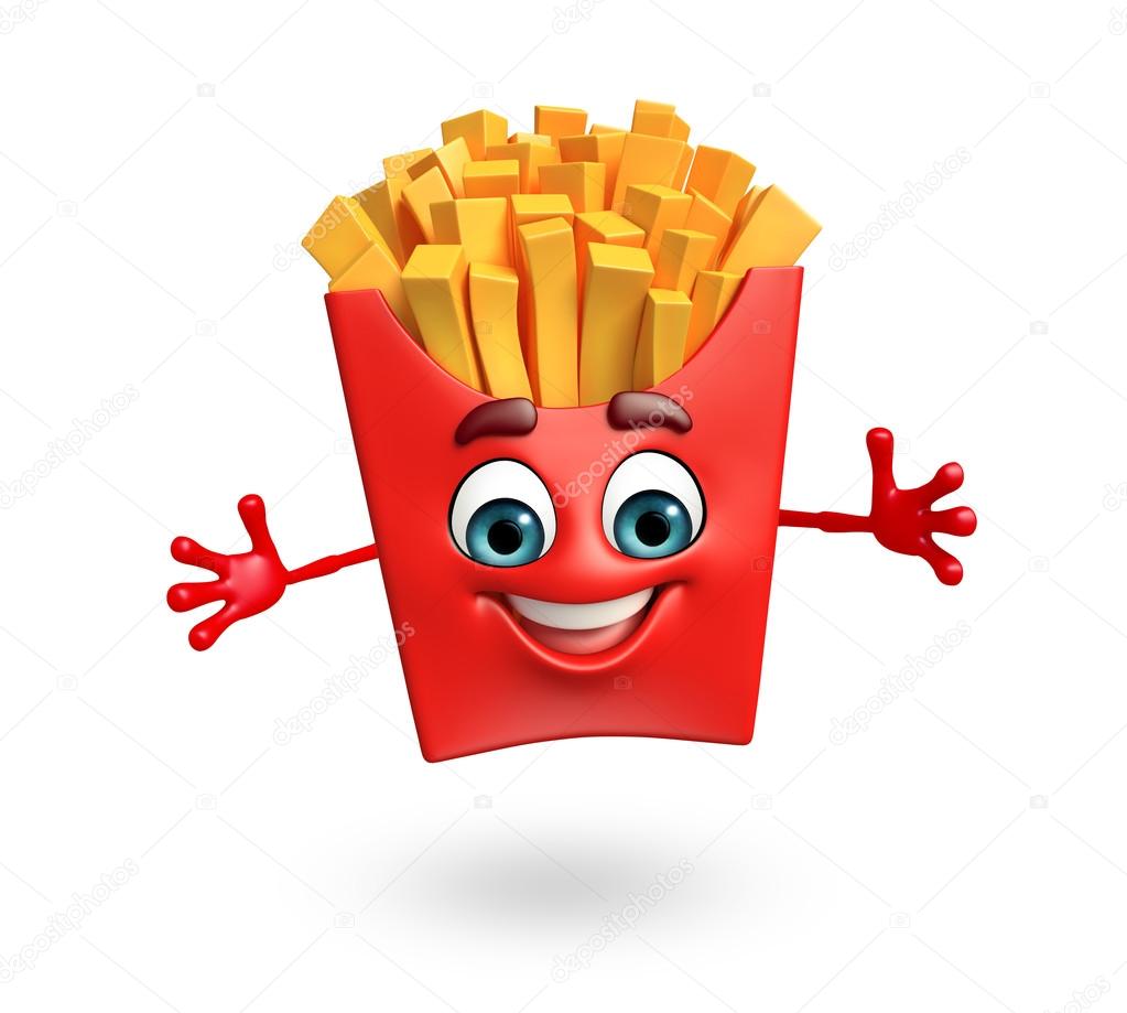3d rendered illustration of french fries cartoon character