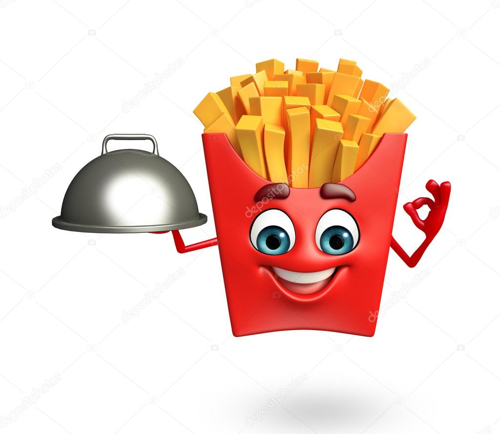 Cartoon character of french fries