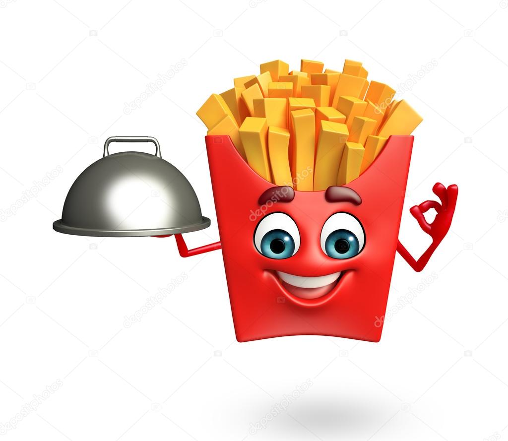 3d rendered illustration of french fries cartoon character